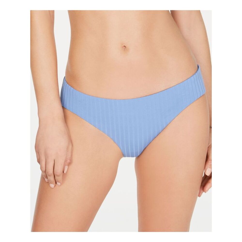 BECCA Women's Light Blue Ribbed Hipster Swimwear Bottom M